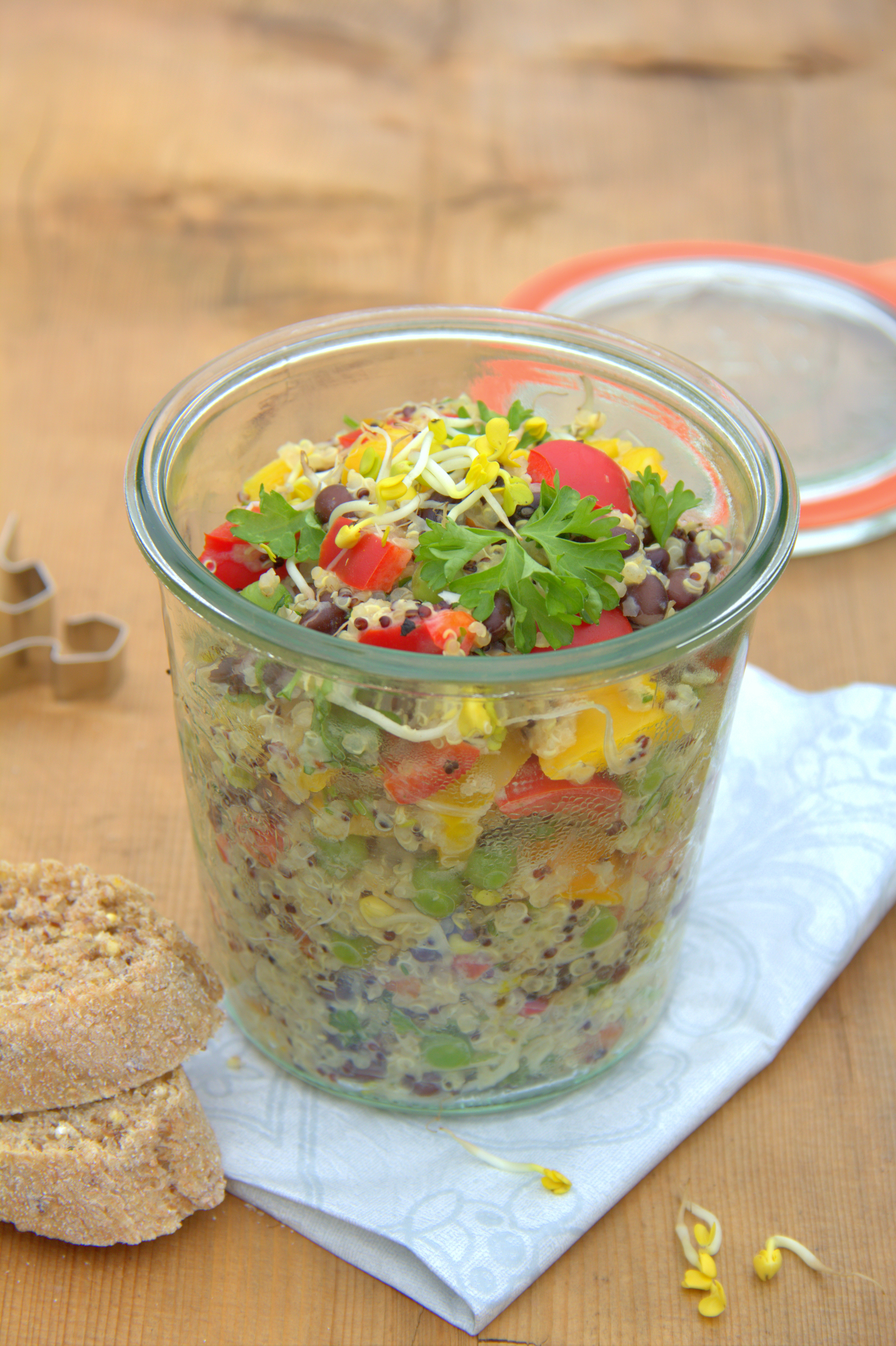 Quinoa-Powersalat vegane Salate Meal Prep gesunde Rezepte ohne Soja